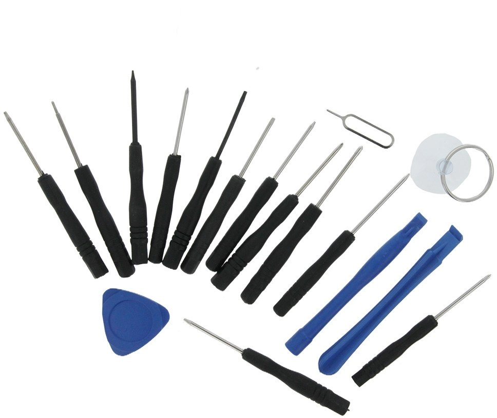 Set of 17 tools for opening