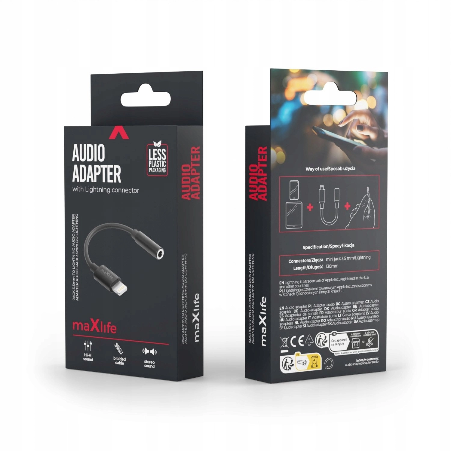 TelForceOne Maxlife adapter audio MXJL-02 jack