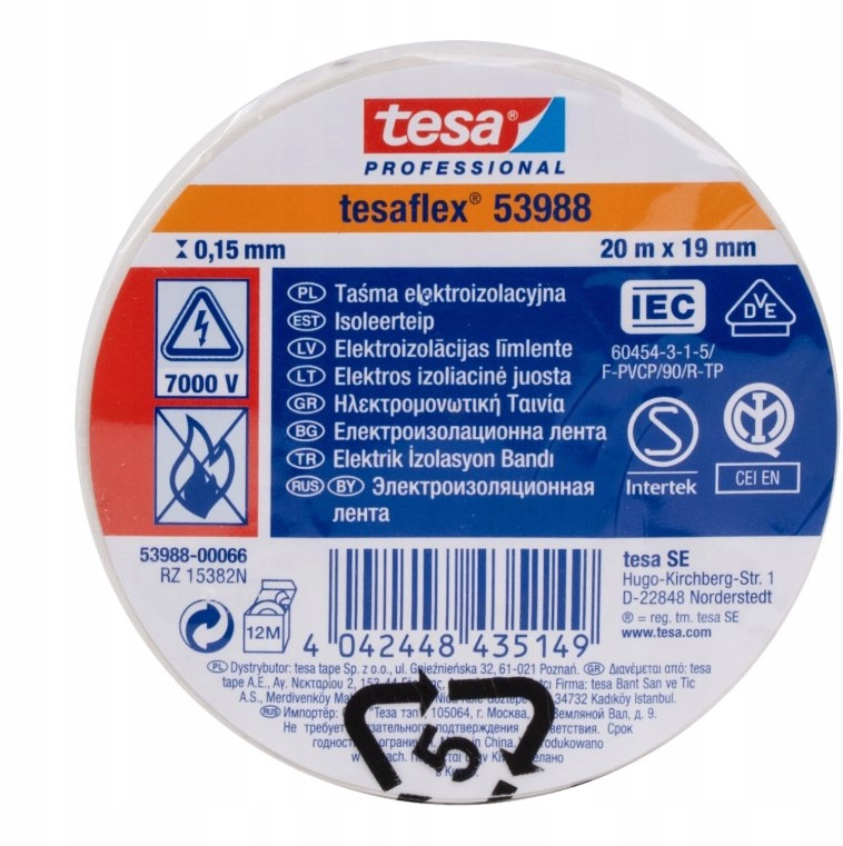 Tesa Insulating strip 5000V PVC 20m