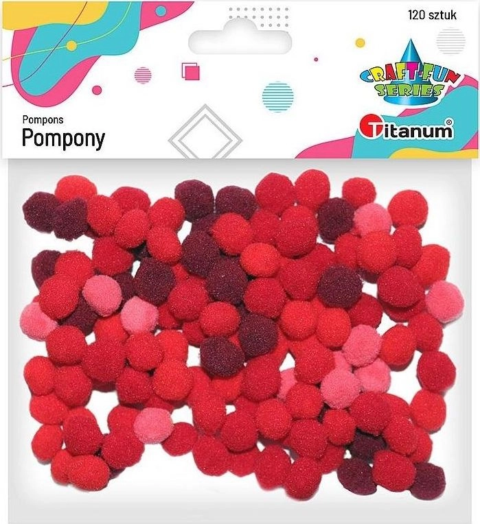 Titanium Pompony poliestrowe 10mm czerwone 120szt