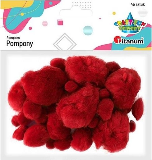 Titanum Red acrylic pompoms 45 pcs