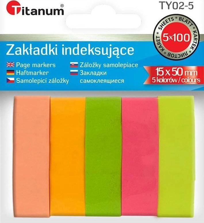 Titanum Zakładki indeksujące fluo 15x50mm 5x100