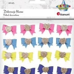 Self-adhesive 3D felt bows 30x20mm mix