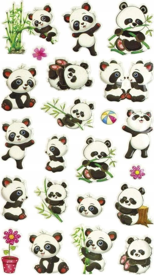 Titanum Naklejki wypukłe misie panda mix