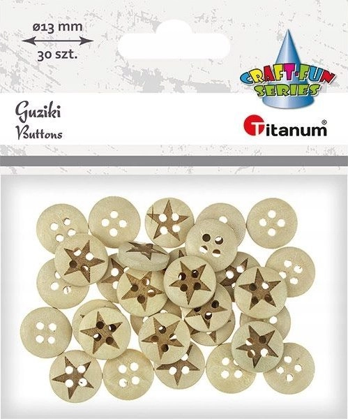 Titanum Wooden star buttons 13mm 30pcs