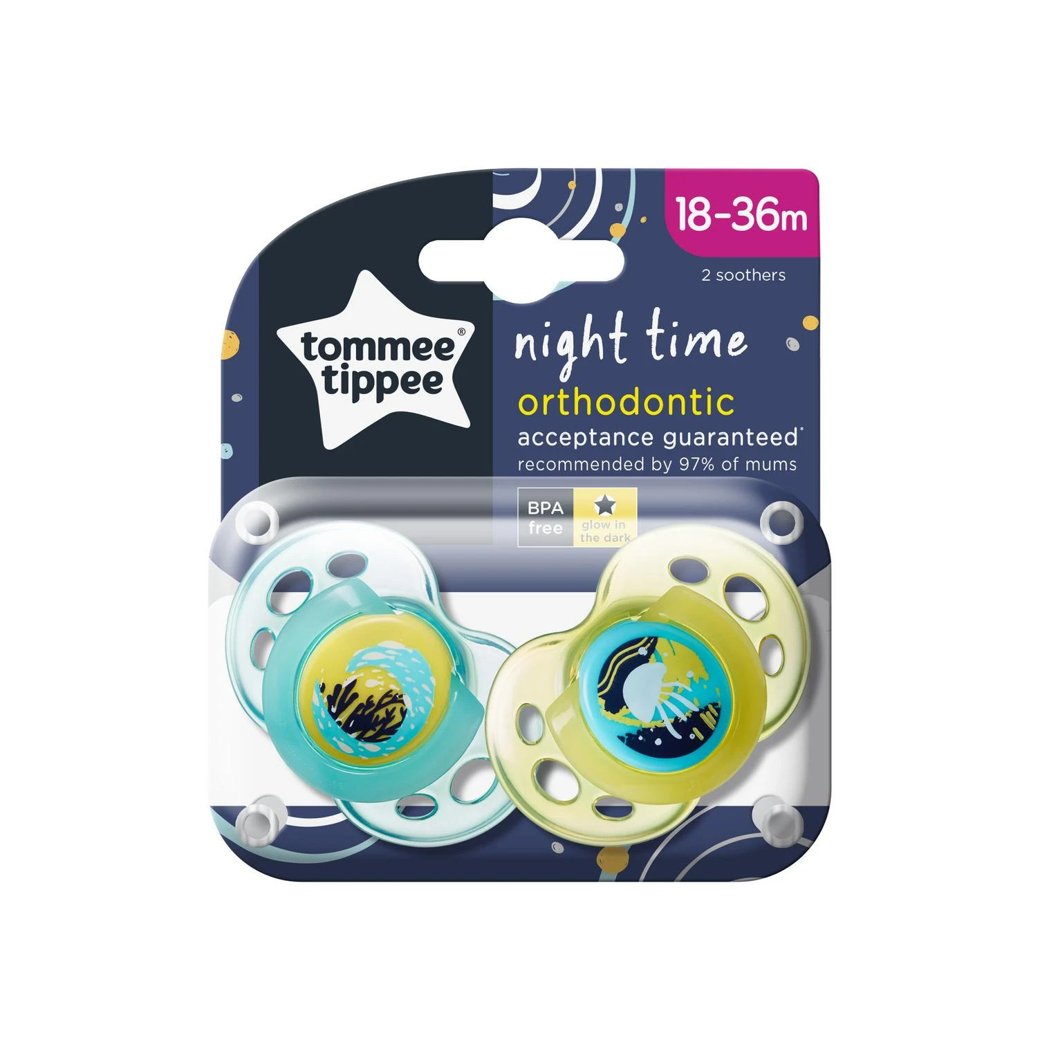 Tommee Tippee Silikoniniai čiulptukai Night Time