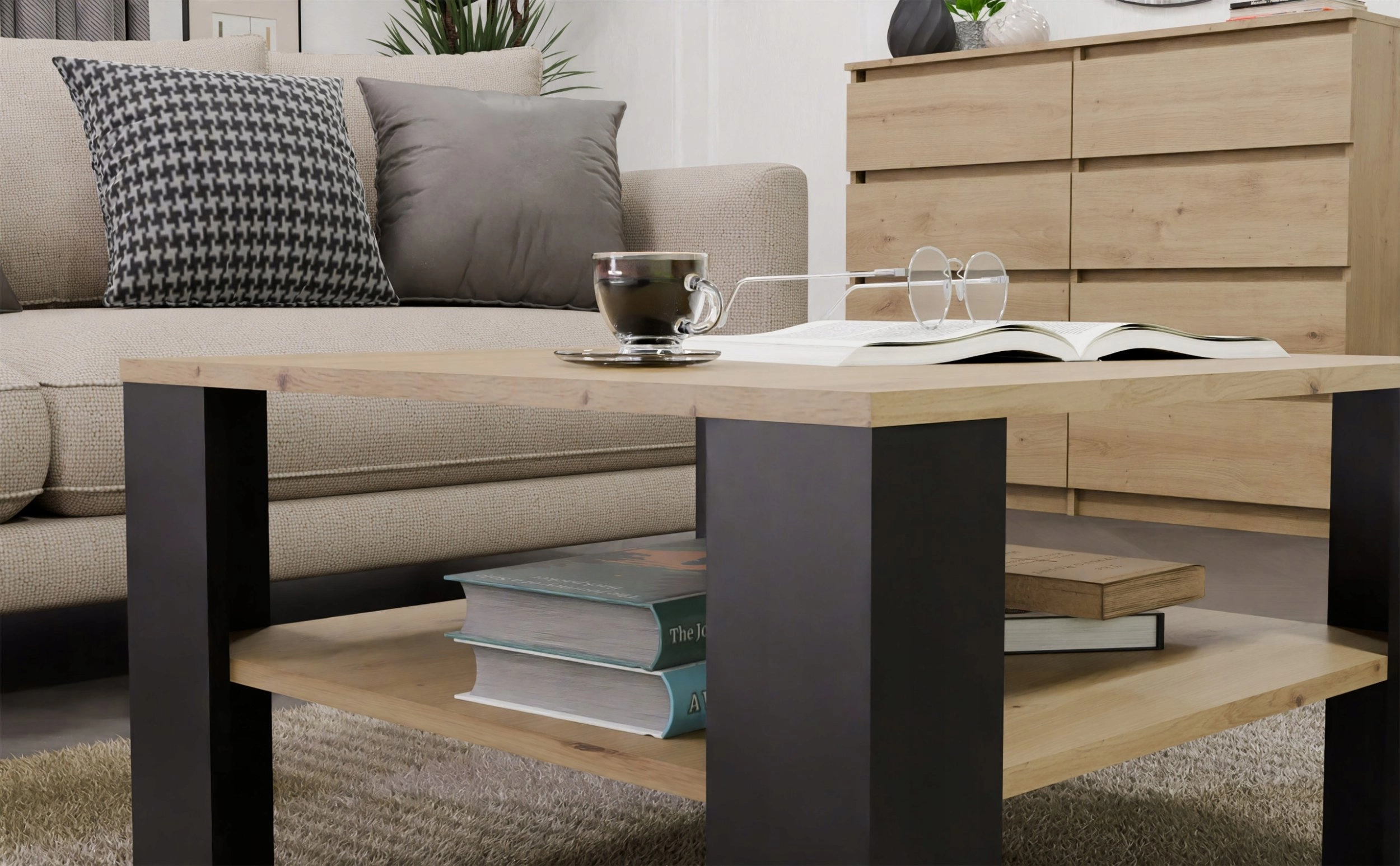 Topeshop Coffee Table with Shelf Under