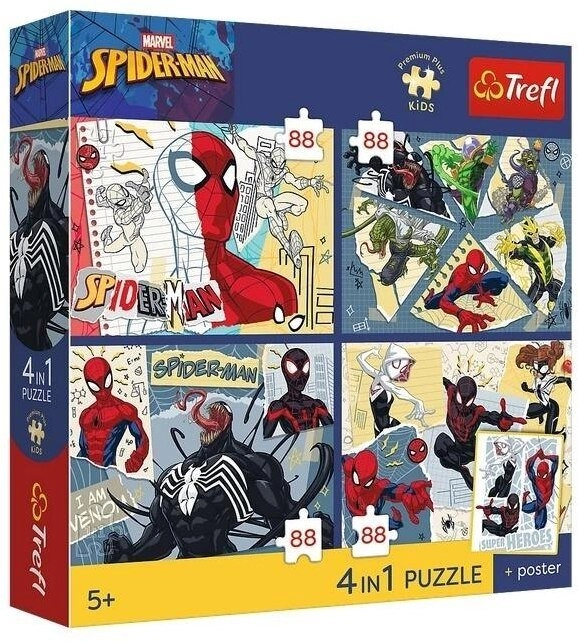 Trefl PUZZLE 4IN1 TREFL PREMIUM SPIDERMAN