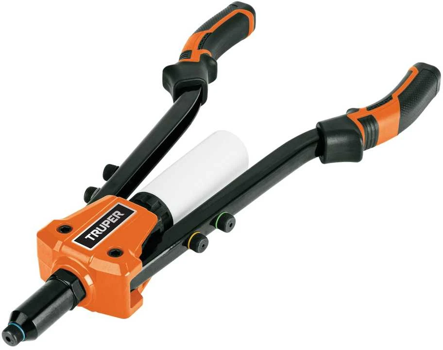 Robust manual riveter with interchangeable tips