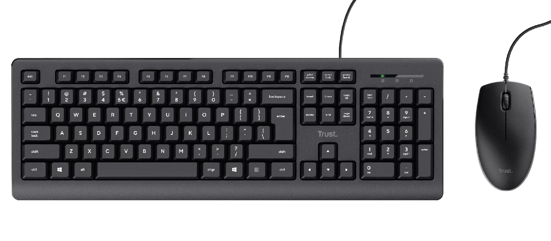 Trust TKM-250 tastatūra Pele iekļauta Birojs USB QWERTZ Vācu Melns