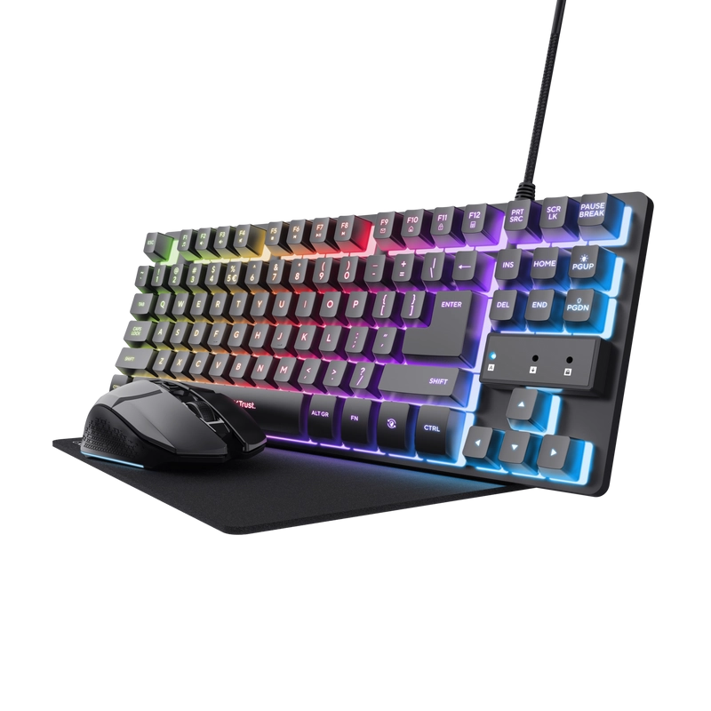 Trust GXT 794 tastatūra Pele iekļauta Speļu USB QWERTZ Vācu Melns
