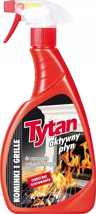 Tytan liquid for cleaning fireplace glass