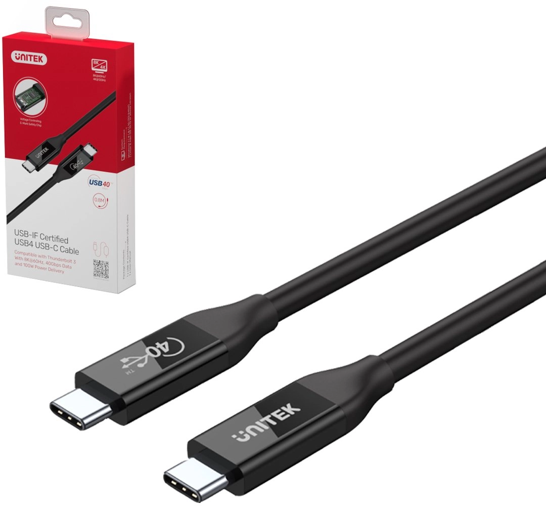 UNITEK C14100BK-0.8M Cable USB-C 4