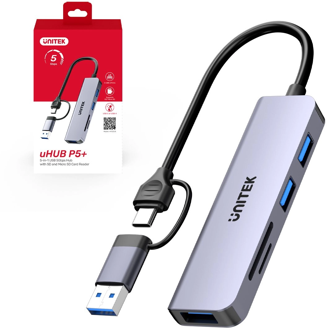 Unitek Hub 5in1 USB-A/C 5 Gbps