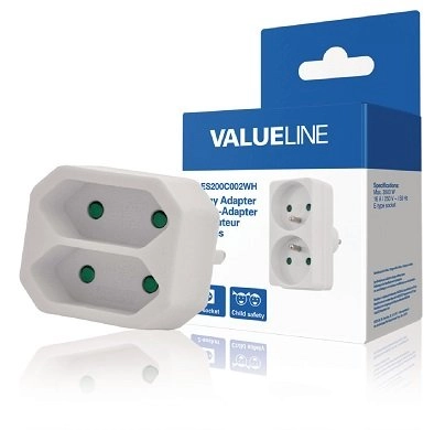Valueline VLES200C001WH Adapter for 2x sockets