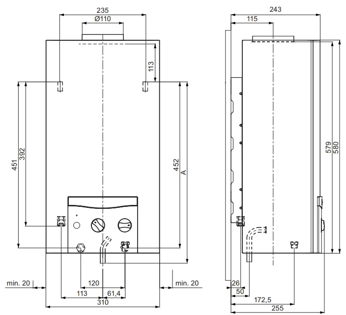 Gas hot water heating column Vaillant