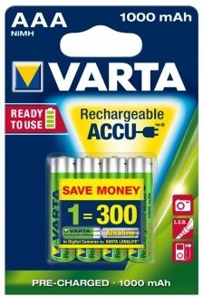 Rechargable Batteries Varta AAA 1000mAh 4