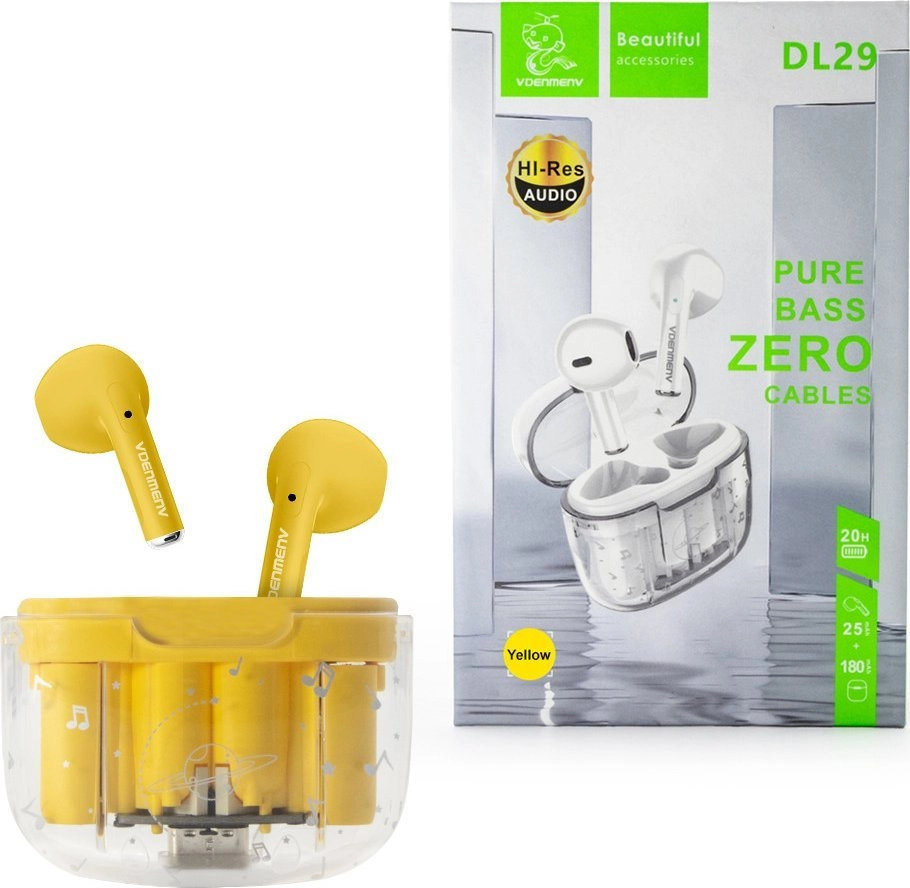 Vega headphones BLUETOOTH DENMEN EARBUDS YELLOW