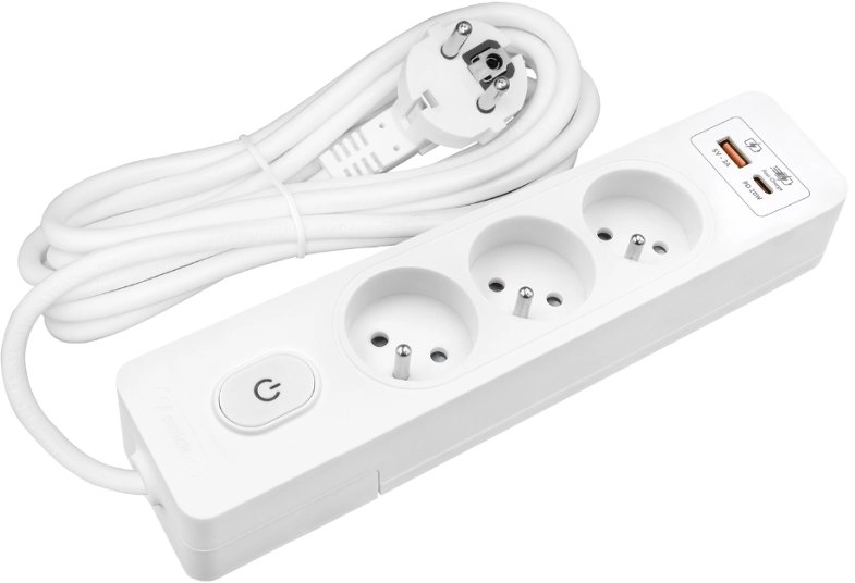 3-way portable extension cable with grounding