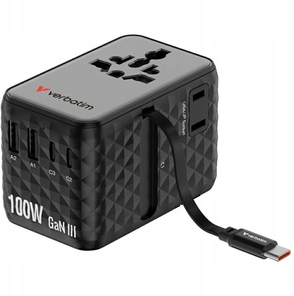 Verbatim Travel Adapter EU/UK/US GaN 2xUSB-C/2xUSB-A/1xUSB-C