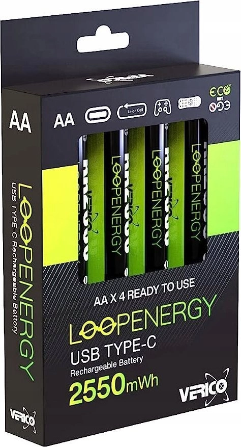 Verico LoopEnergy AA2550 4er-Pack wiederaufladbar USB-C