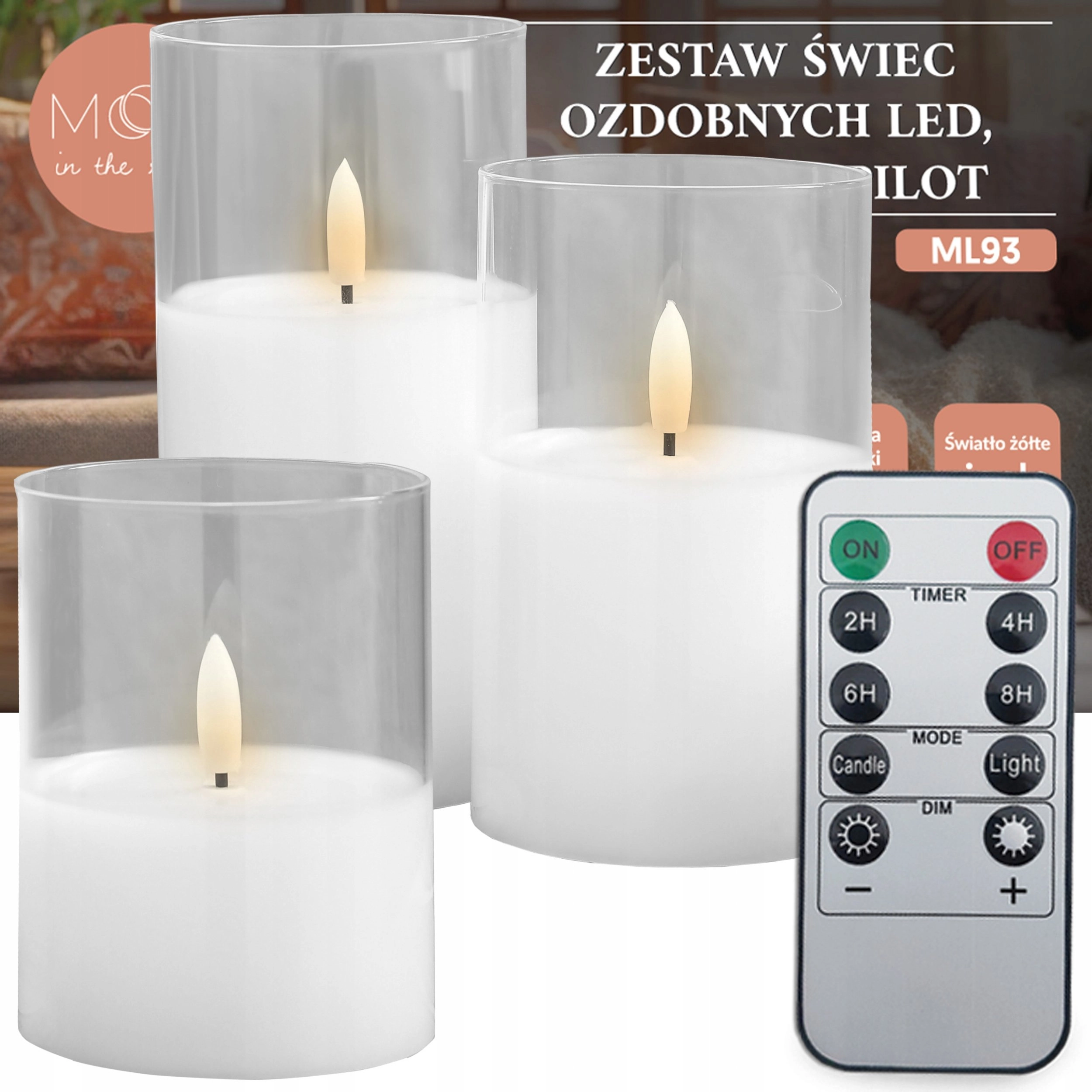 Decorative candles LED candles white glass