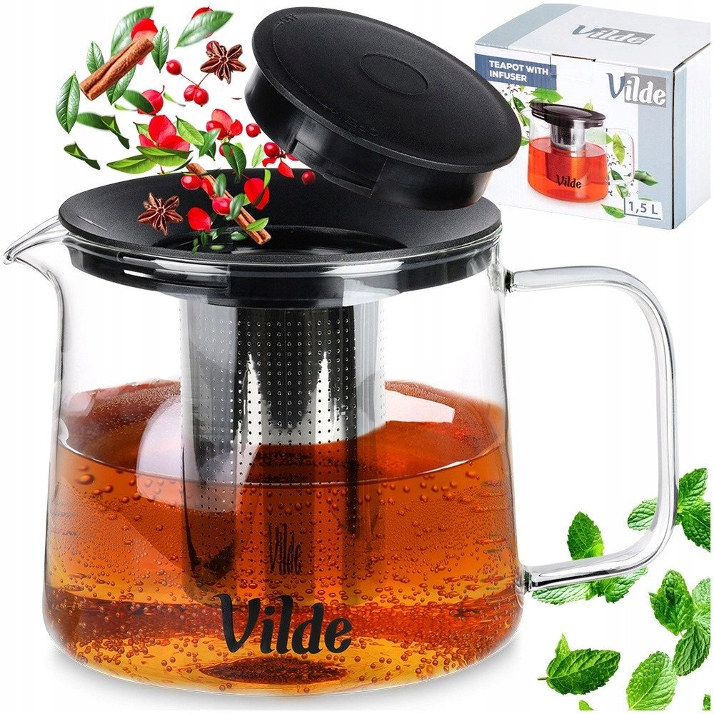Heat-resistant glass tea pot with tea
