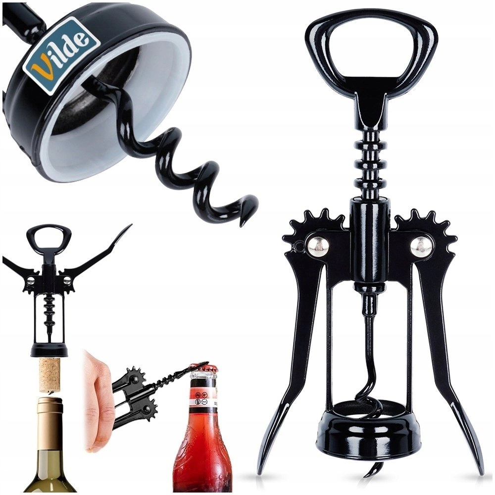 Vilde Wine Corkscrew Metal Black 16