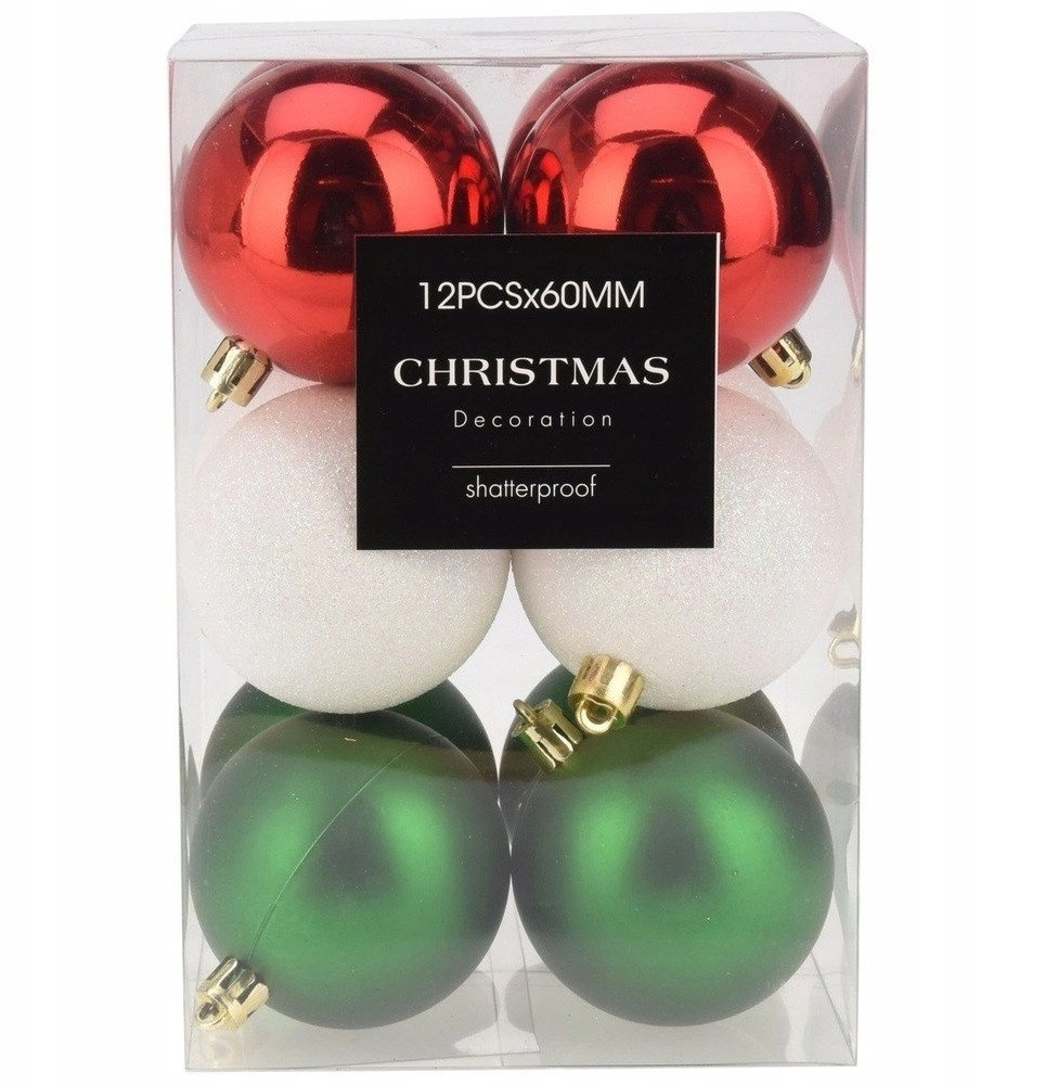 Unbreakable Christmas baubles red green white