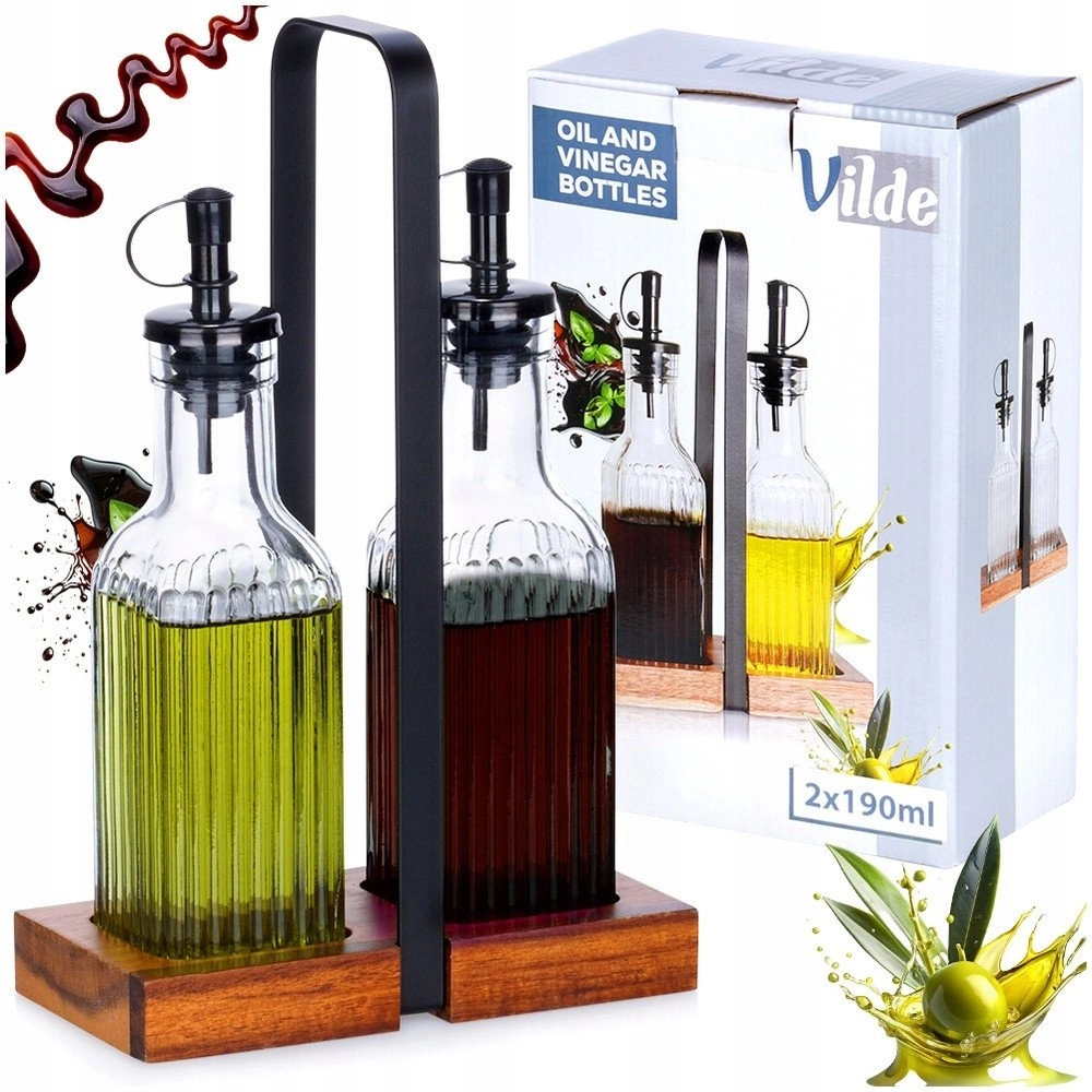 Oil and vinegar glass bottle with