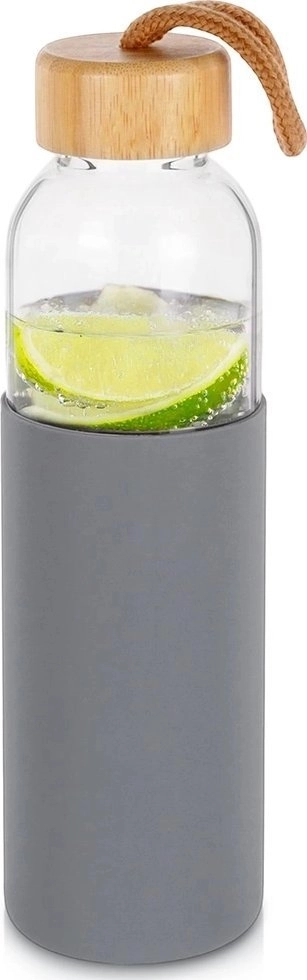 Glass water bottle with silicone cover