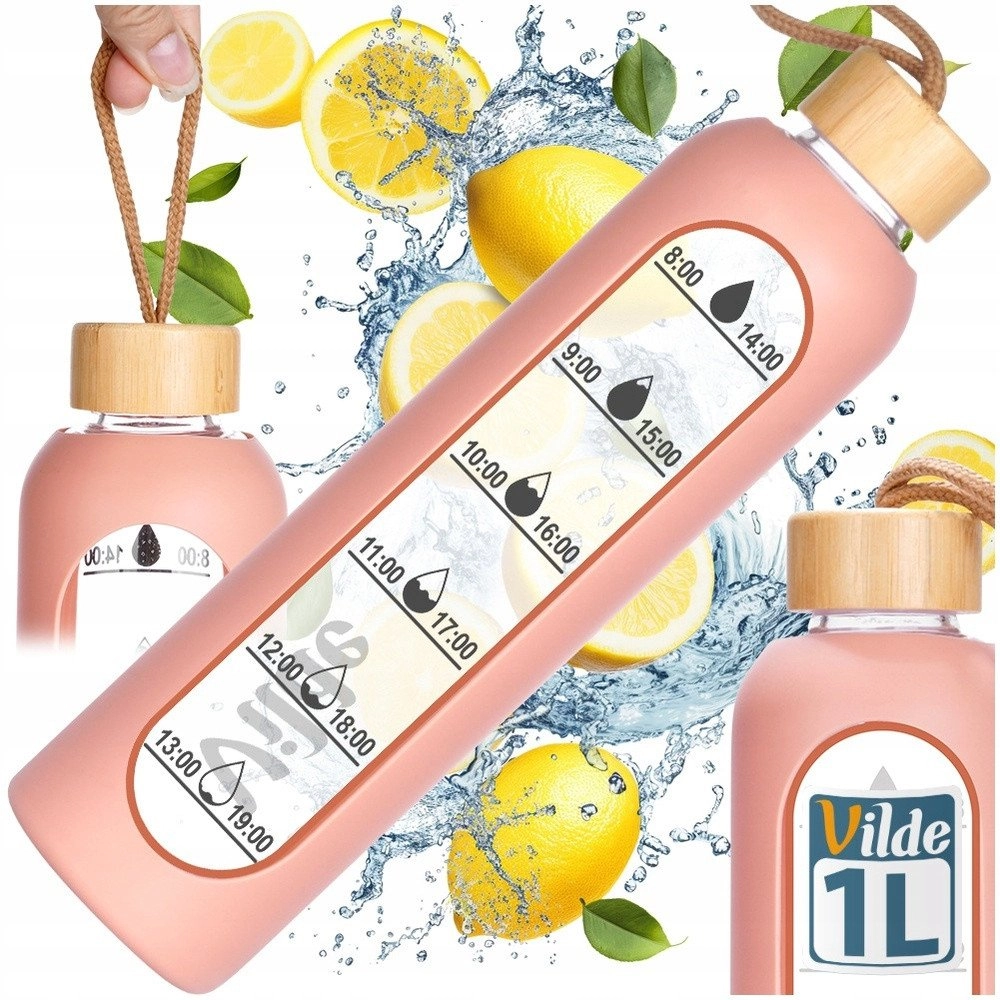 Glass water bottle with silicone cover