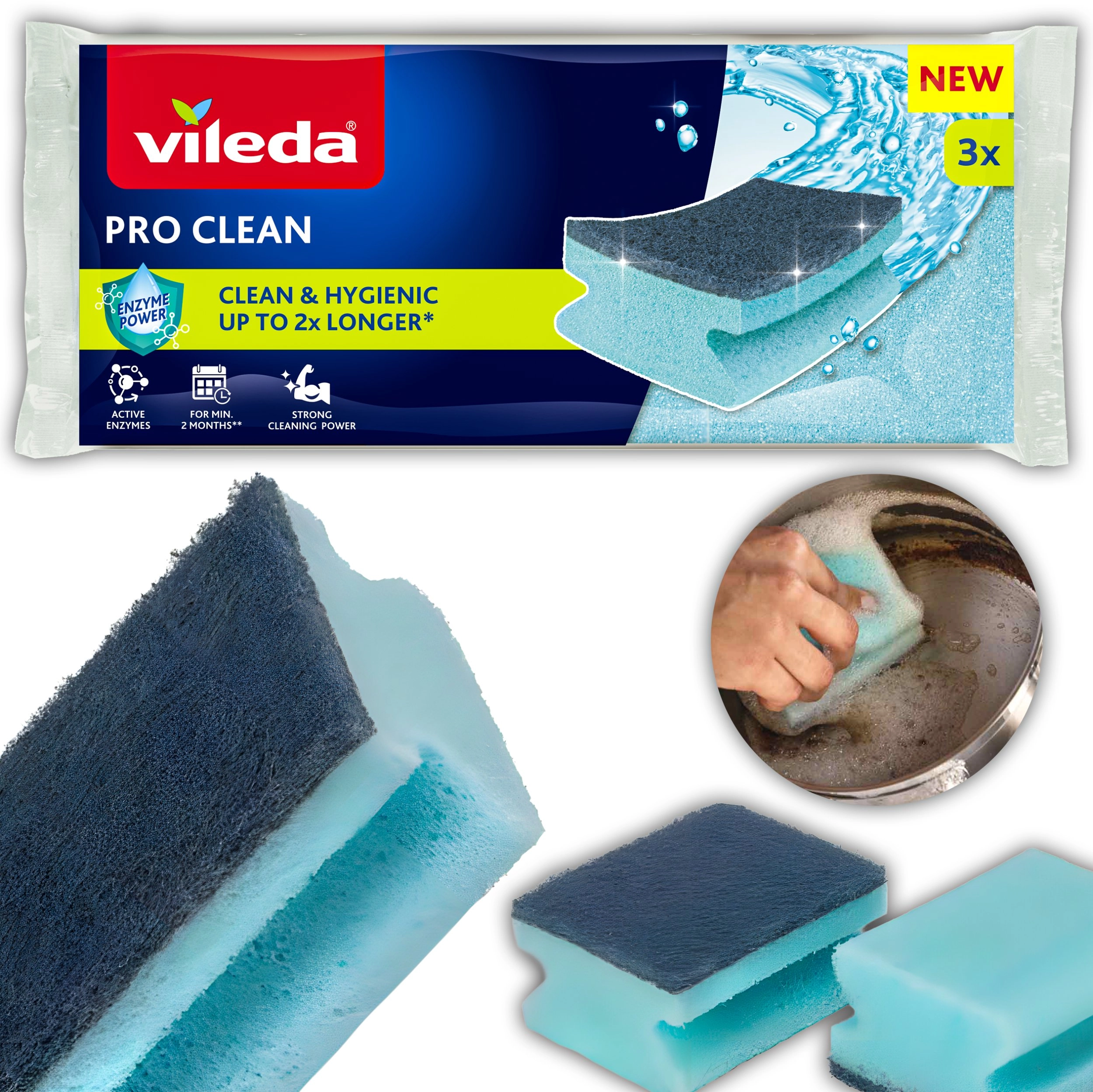 Vileda Pro Clean enzyme profiled scourer