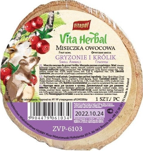 Vitapol Fruit bowl for rodents and