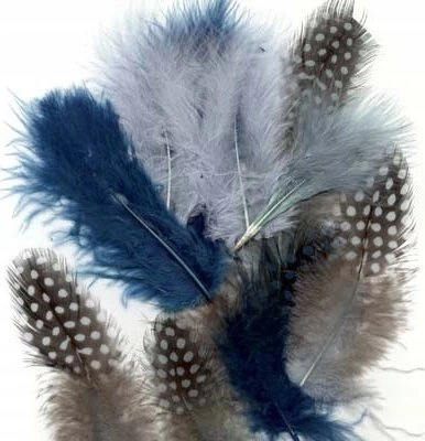 Feather marabou mix 18 pcs petroleum