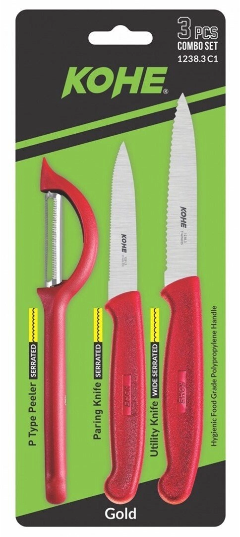 KOHE 3-piece knife set with peeler