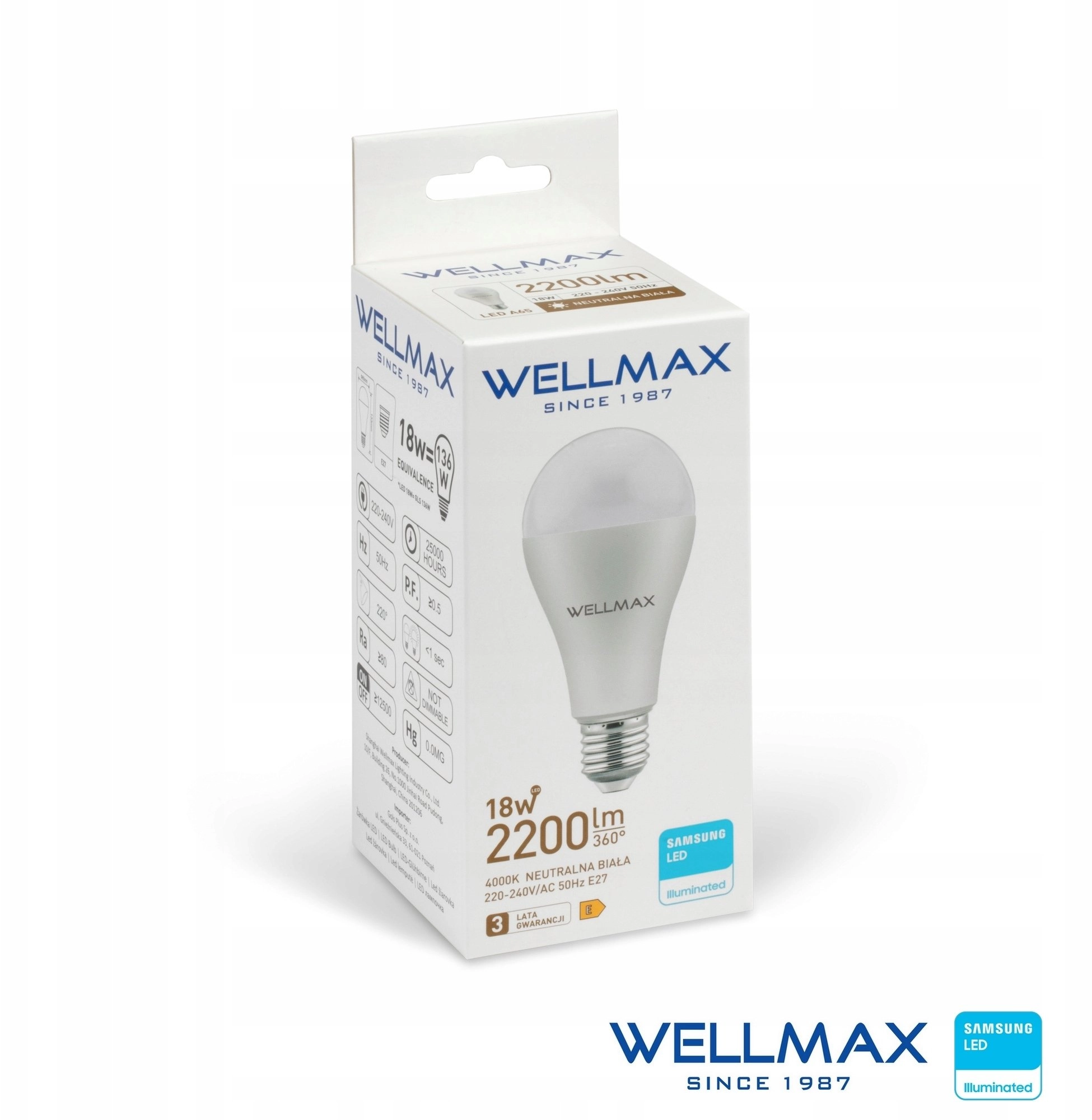 Wellmax LED Bulb E27 18W 122lm/W