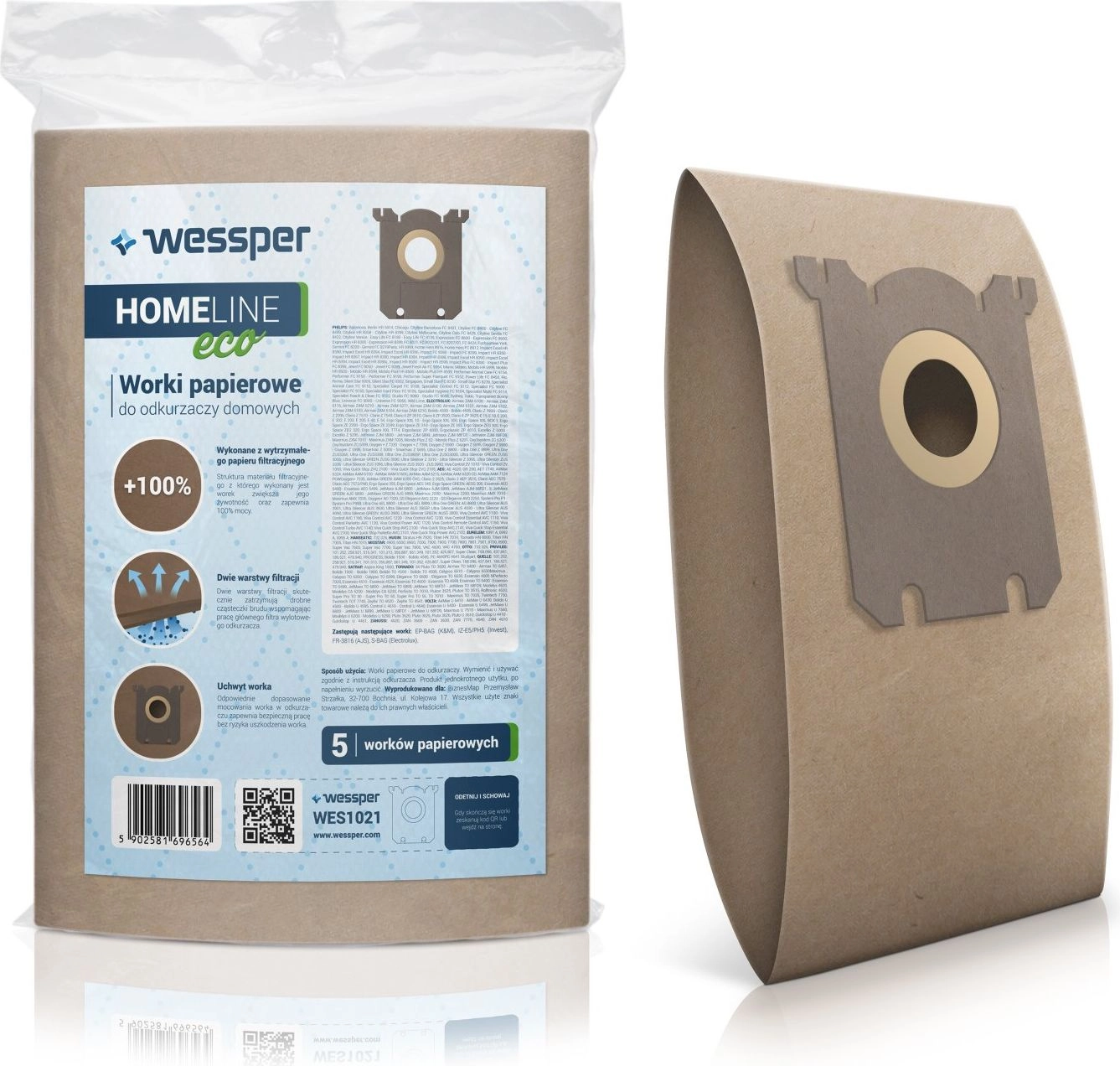Wessper vacuum cleaner bag for Philips
