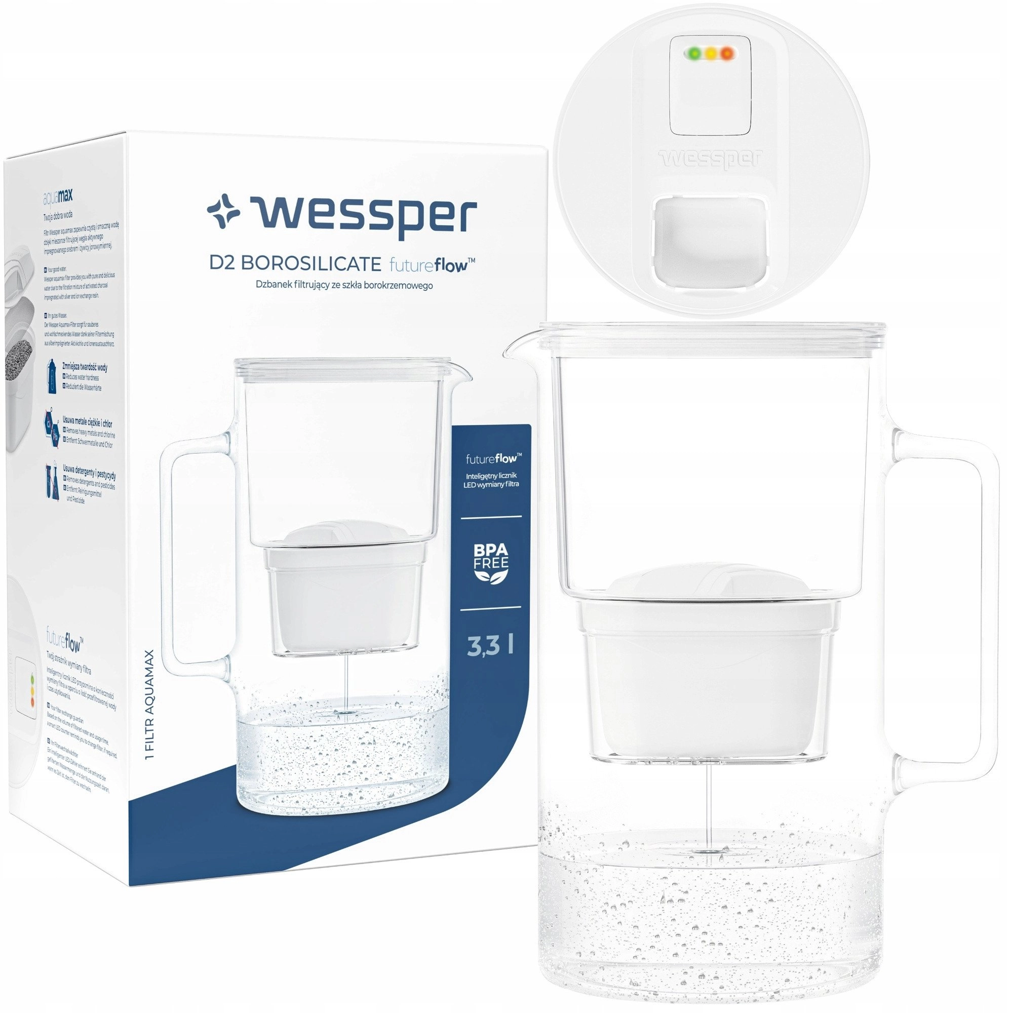 Dzbanek Wessper D2 Borosilicate FutureFlow Aquamax