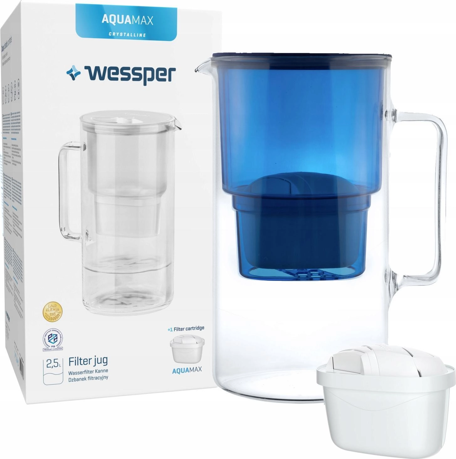 Wessper Aquamax Crystalline filter jug navy