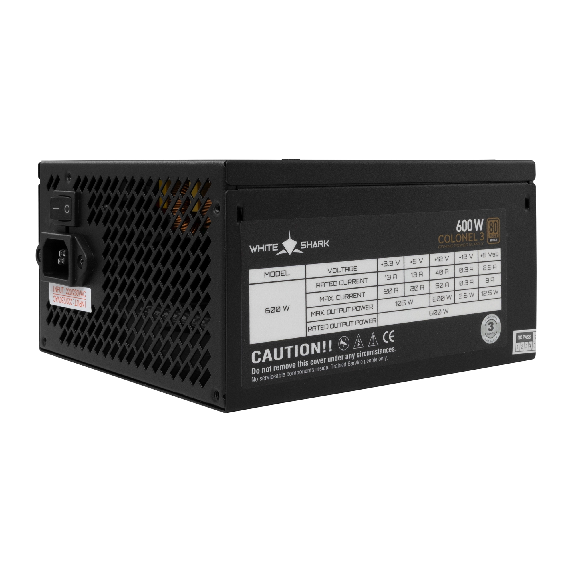 White Shark GPSU-B600S Colonel-3 600W 80+