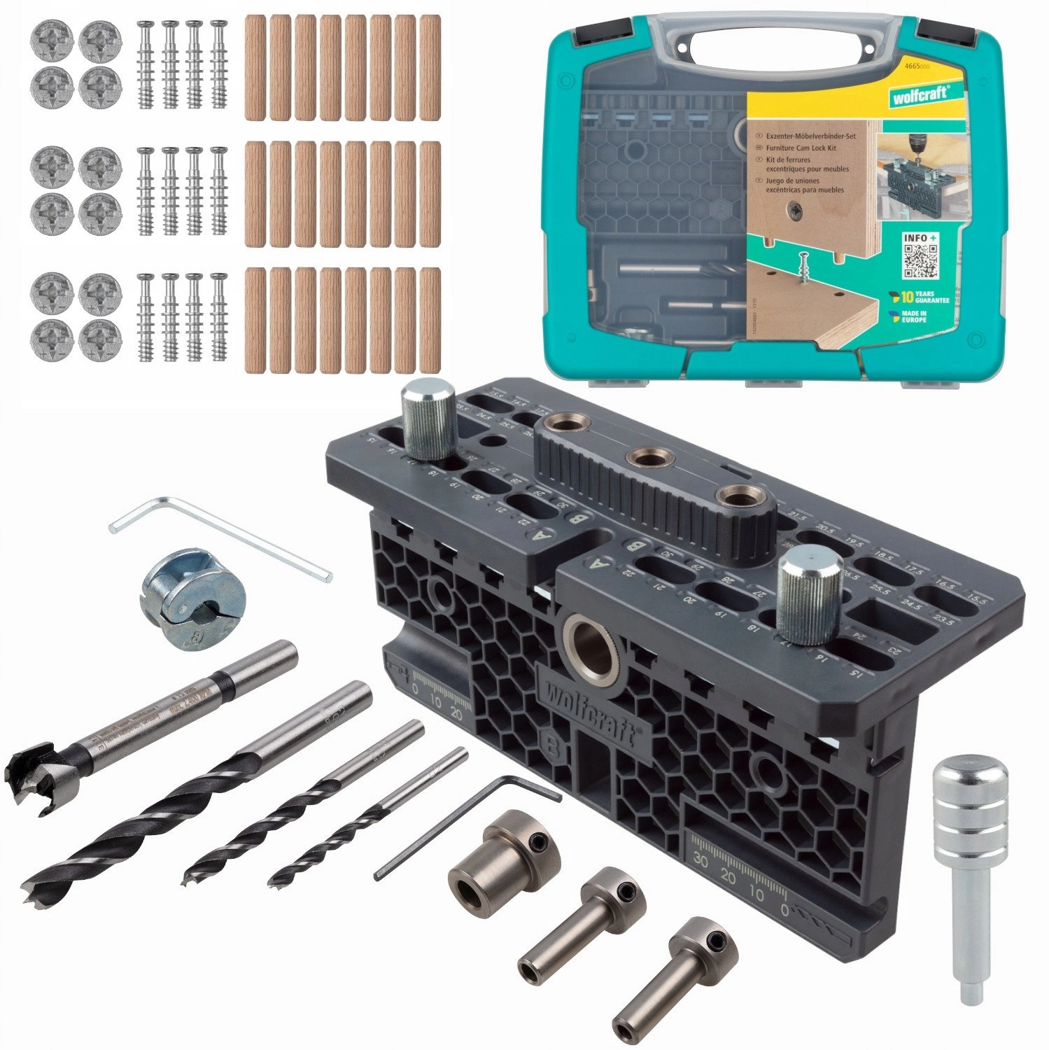 Set of eccentric furniture connectors wolfcraft