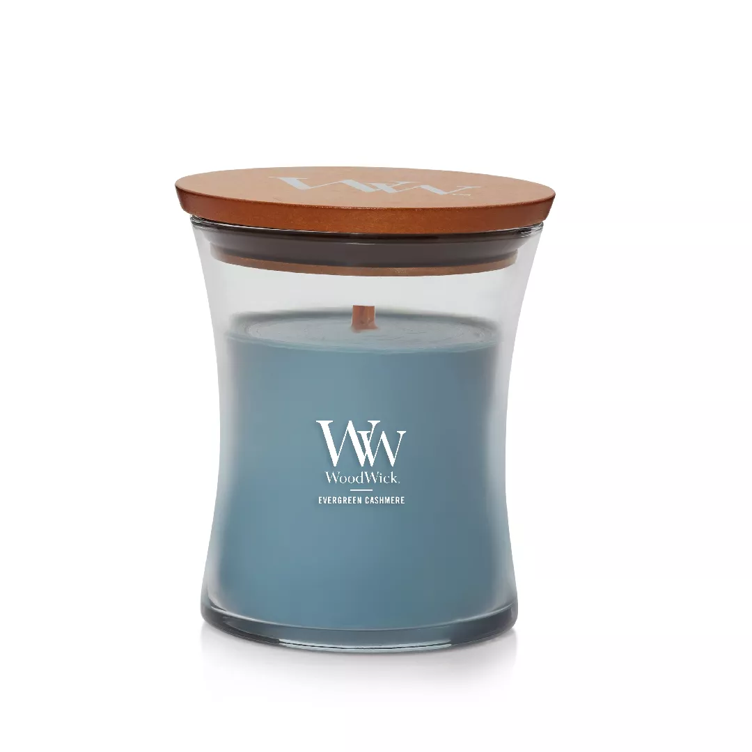 WoodWick Evergreen Cashmere wax candle Round
