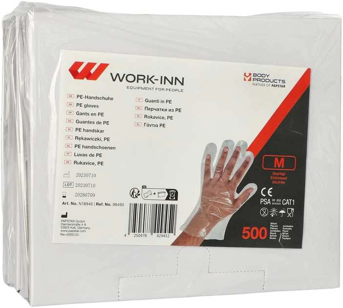 Vienkartinės pirštinės WORK-INN/-PS  PE  M dydis