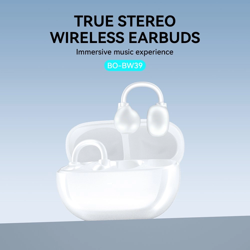 BWOO BW39 TWS Bluetooth austiņas skriešanai, baltas