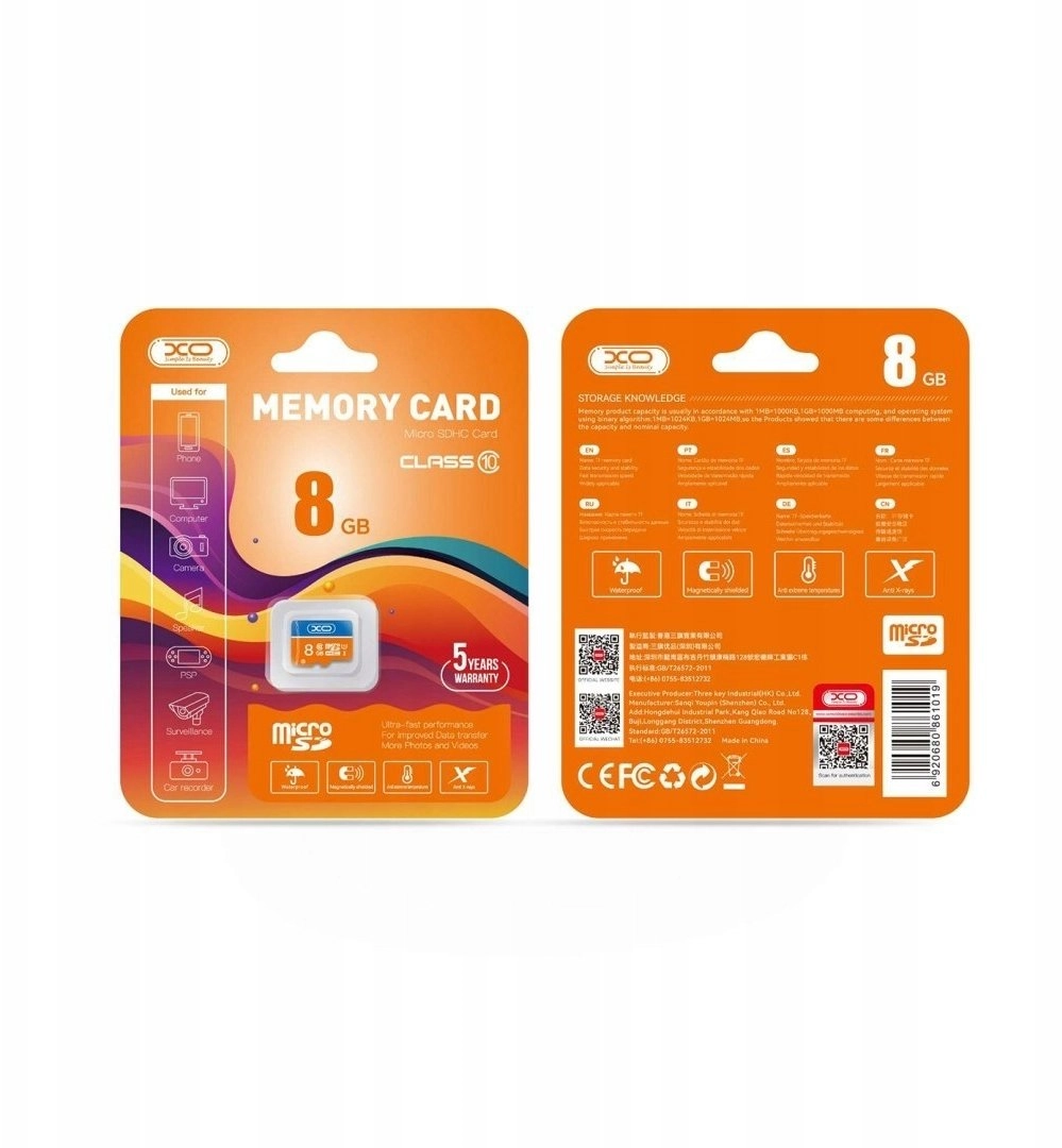 PNY XO card 8GB microSDHC memory