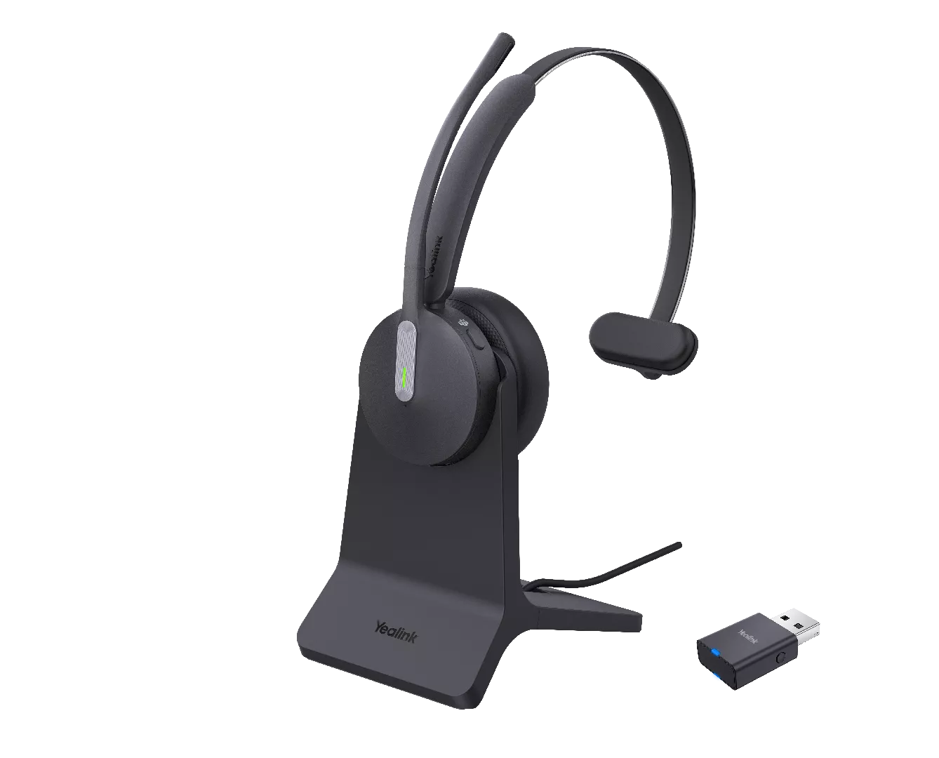 Yealink WH64 Hybird Mono with Charging Stand Teams Austiņas Bezvadu Birojs / zvanu centrs USB Veids-C Bluetooth Uzlādes statīvs Melns