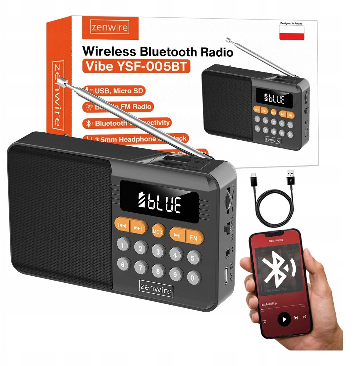 Mini Bluetooth FM Radio Portable Battery