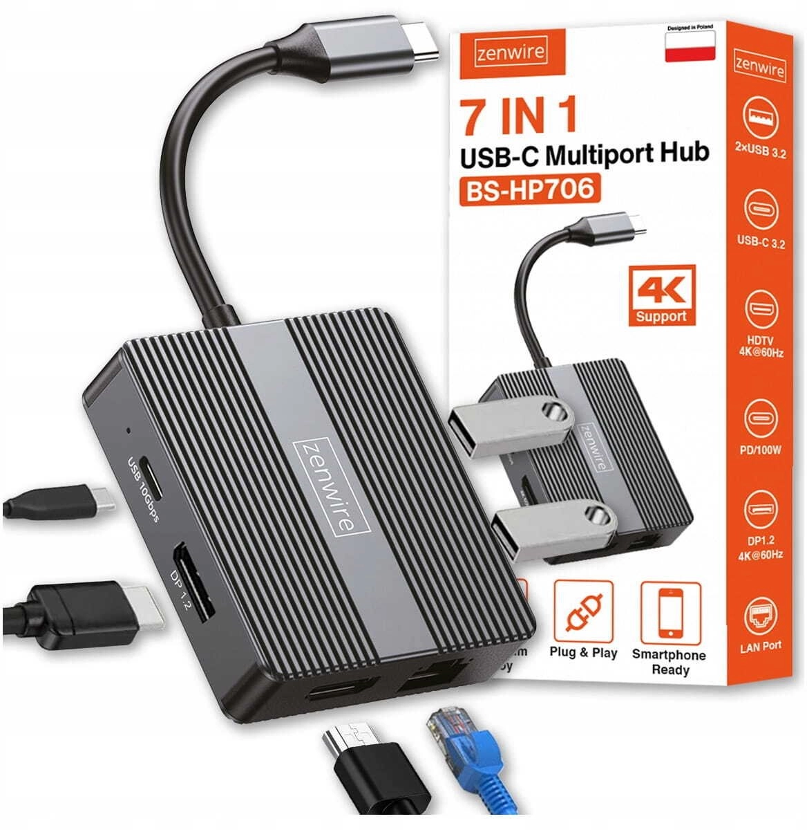 Hub USB-C 7w1 Adapter USB 3