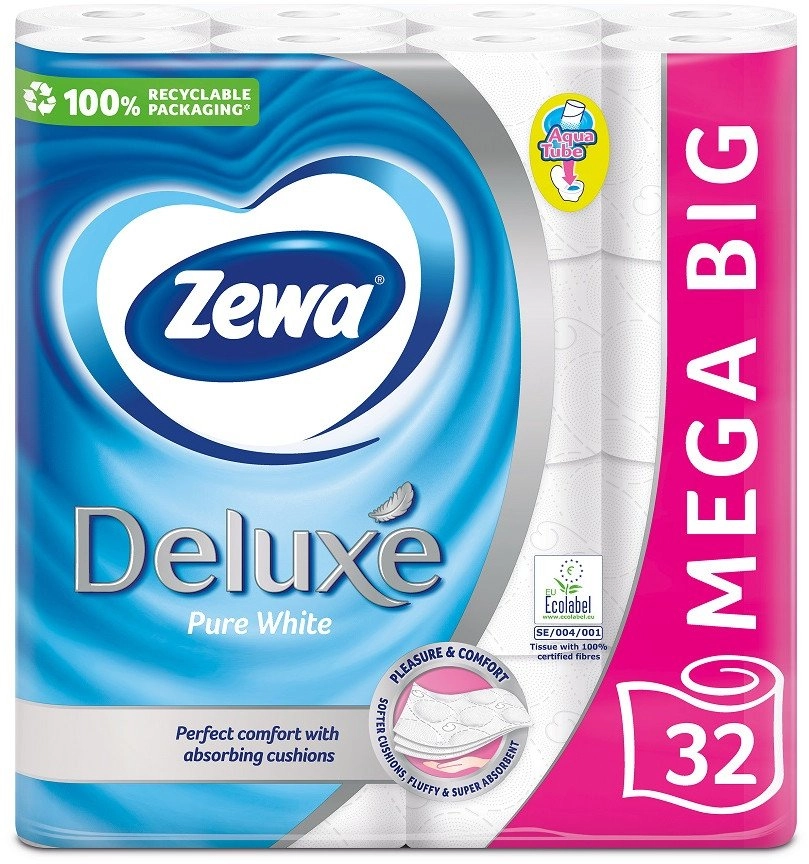 PAPER TOILET ZEWA DELUXE PURE WHITE